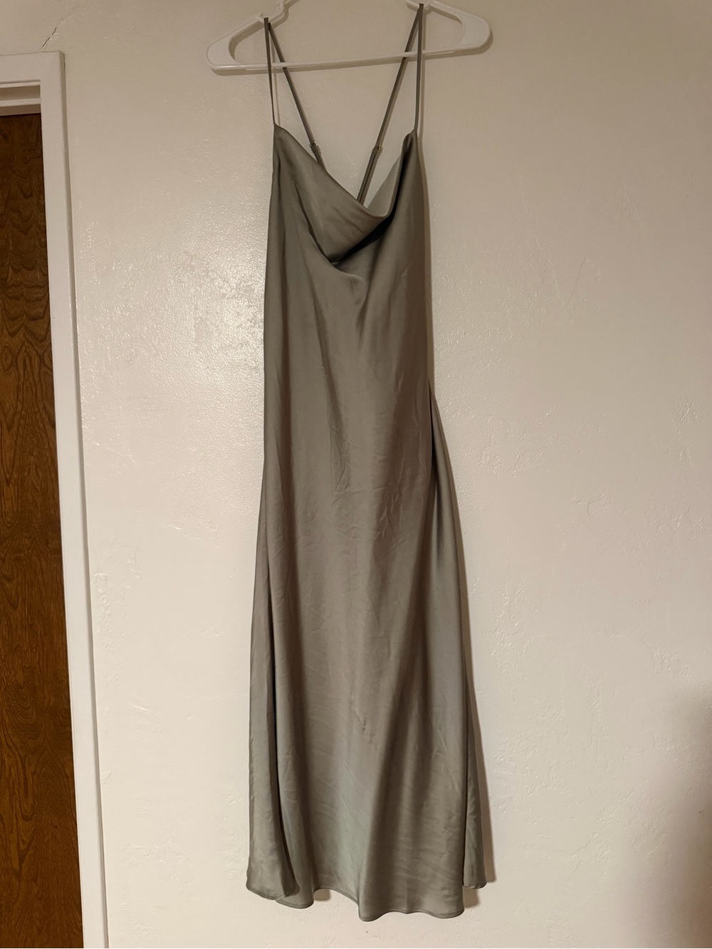 Show Me Your MuMu Sage Green Satin Maxi Slip Dress